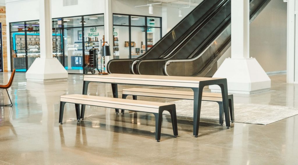 open seating spaces featuring bench seating