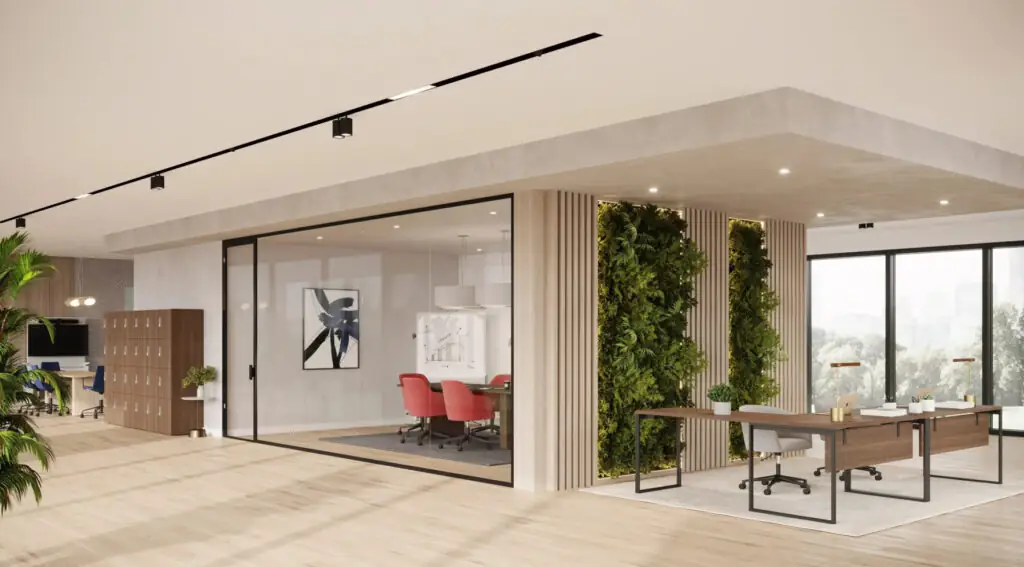 In office appeal through amenities and locality.