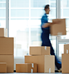 relocation of boxes by blurred man